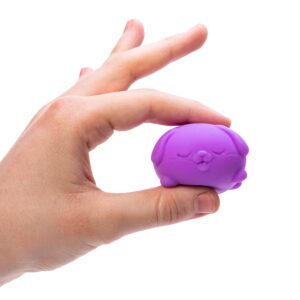 Teenie NeeDoh Funky Pup purple being squeezed